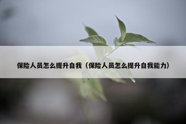 保险人员怎么提升自我（保险人员怎么提升自我能力）