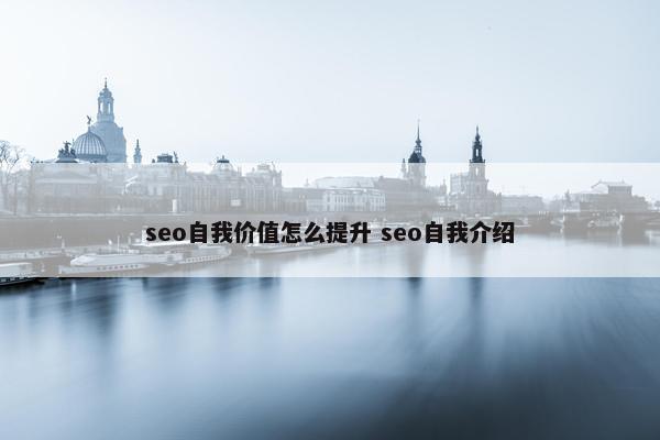 seo自我价值怎么提升 seo自我介绍