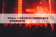 华为Mate 70全系鸿蒙NEXT先锋版将大量上市：到手就是纯血鸿蒙