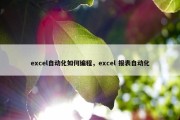 excel自动化如何编程，excel 报表自动化