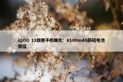 iQOO 13旗舰手机曝光：6100mAh新硅电池很猛