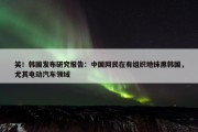 笑！韩国发布研究报告：中国网民在有组织地抹黑韩国，尤其电动汽车领域