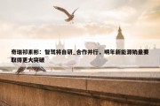 奇瑞祁素彬：智驾将自研_合作并行，明年新能源销量要取得更大突破