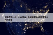 对山西砍39分！CBA官方：韦瑟斯庞当选常规赛第八周周最佳