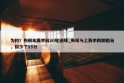 为何？热刺本赛季前20轮进球_失球与上赛季同期相当，但少了15分