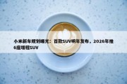 小米新车规划曝光：首款SUV明年发布，2026年推6座增程SUV