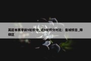 英超本赛季前9轮积分_近9轮积分对比：曼城榜首_降级区