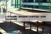 13日NBA前瞻：绿军连续第12次击败活塞？巴特勒率热火冲4连胜