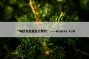 “与妖刀恶魔签订契约”——Wolves.XeM