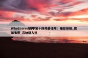 WhoScored西甲第十四周最佳阵：维尼修斯_巴尔韦德_吕迪格入选