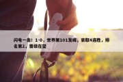 闪电一击！1-0，世界第101发威，豪取4连胜，排名第2，晋级在望