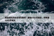 英超球队历史登顶天数榜：曼联2363天居首，利物浦1002天第五