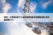 机构：三季度全球个人智能音频设备市场强势反弹 出货量激增15%