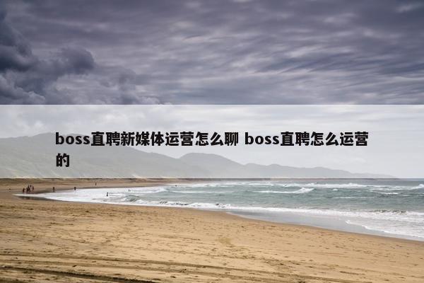 boss直聘新媒体运营怎么聊 boss直聘怎么运营的