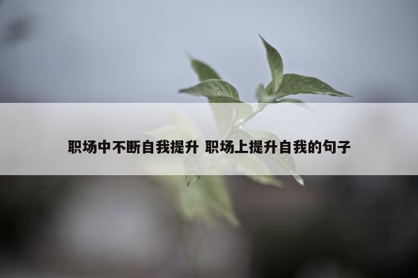 职场中不断自我提升 职场上提升自我的句子