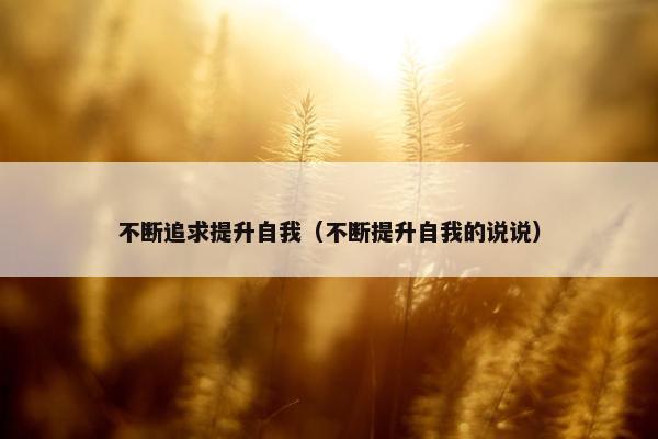 不断追求提升自我（不断提升自我的说说）