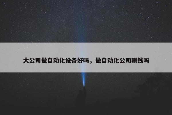 大公司做自动化设备好吗，做自动化公司赚钱吗