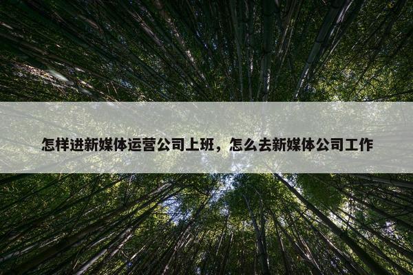 怎样进新媒体运营公司上班，怎么去新媒体公司工作