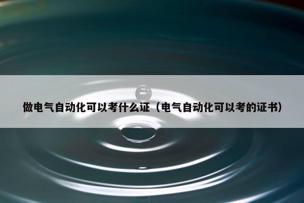 做电气自动化可以考什么证（电气自动化可以考的证书）