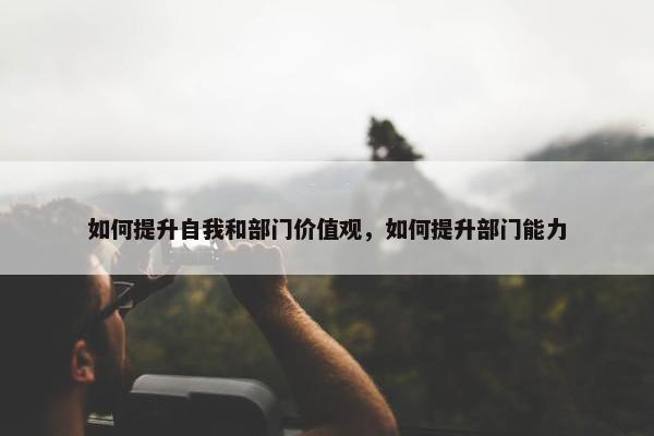 如何提升自我和部门价值观，如何提升部门能力