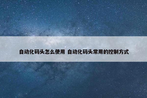 自动化码头怎么使用 自动化码头常用的控制方式