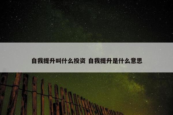 自我提升叫什么投资 自我提升是什么意思