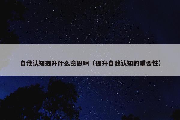 自我认知提升什么意思啊（提升自我认知的重要性）