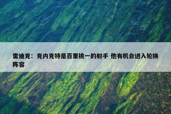 雷迪克：克内克特是百里挑一的射手 他有机会进入轮换阵容