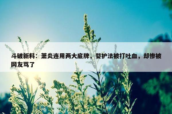 斗破新料：萧炎连用两大底牌，婺护法被打吐血，却惨被网友骂了