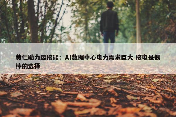 黄仁勋力挺核能：AI数据中心电力需求巨大 核电是很棒的选择