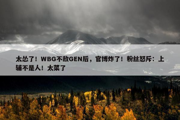 太怂了！WBG不敌GEN后，官博炸了！粉丝怒斥：上辅不是人！太菜了