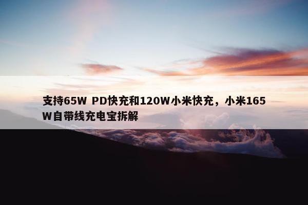 支持65W PD快充和120W小米快充，小米165W自带线充电宝拆解