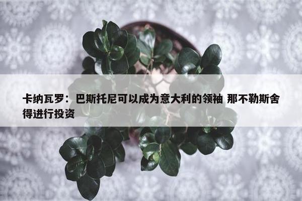 卡纳瓦罗：巴斯托尼可以成为意大利的领袖 那不勒斯舍得进行投资