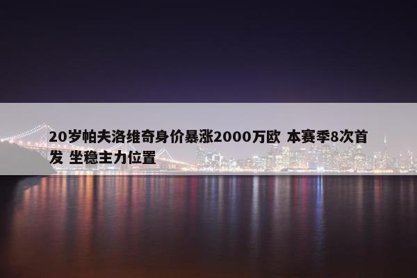 20岁帕夫洛维奇身价暴涨2000万欧 本赛季8次首发 坐稳主力位置