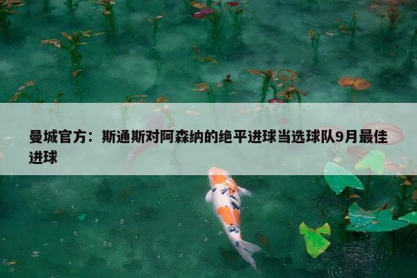 曼城官方：斯通斯对阿森纳的绝平进球当选球队9月最佳进球