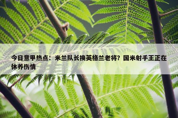 今日意甲热点：米兰队长换英格兰老将？国米射手王正在休养伤情