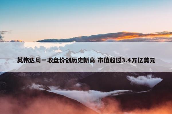 英伟达周一收盘价创历史新高 市值超过3.4万亿美元