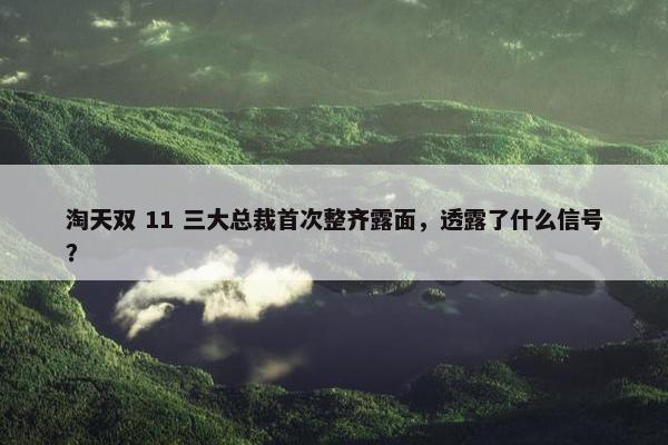 淘天双 11 三大总裁首次整齐露面，透露了什么信号？