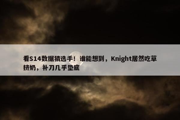 看S14数据猜选手！谁能想到，Knight居然吃草挤奶，补刀几乎垫底