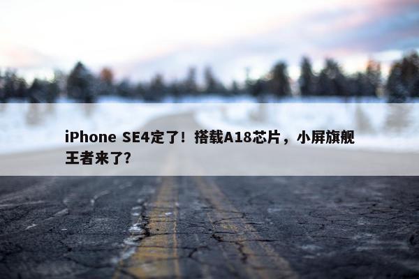 iPhone SE4定了！搭载A18芯片，小屏旗舰王者来了？