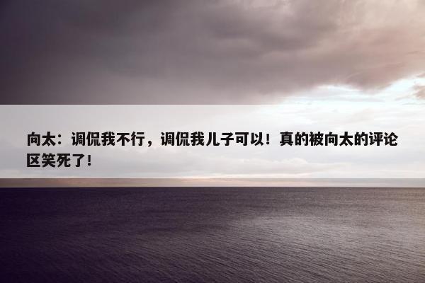 向太：调侃我不行，调侃我儿子可以！真的被向太的评论区笑死了！