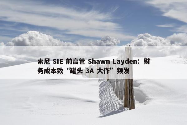 索尼 SIE 前高管 Shawn Layden：财务成本致“罐头 3A 大作”频发