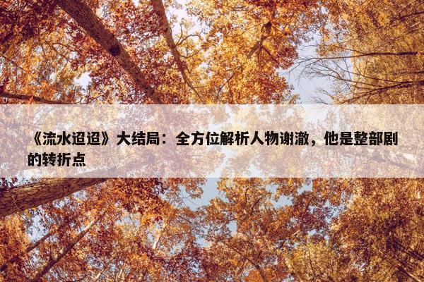 《流水迢迢》大结局：全方位解析人物谢澈，他是整部剧的转折点