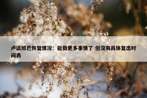 卢谈班巴恢复情况：能做更多事情了 但没有具体复出时间表