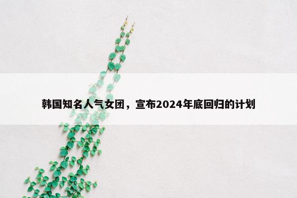 韩国知名人气女团，宣布2024年底回归的计划