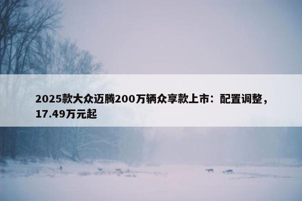 2025款大众迈腾200万辆众享款上市：配置调整，17.49万元起