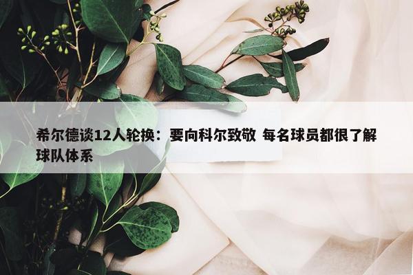 希尔德谈12人轮换：要向科尔致敬 每名球员都很了解球队体系