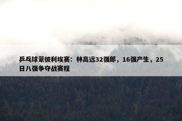 乒乓球蒙彼利埃赛：林高远32强郎，16强产生，25日八强争夺战赛程