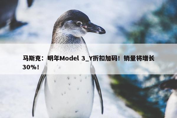 马斯克：明年Model 3_Y折扣加码！销量将增长30%！