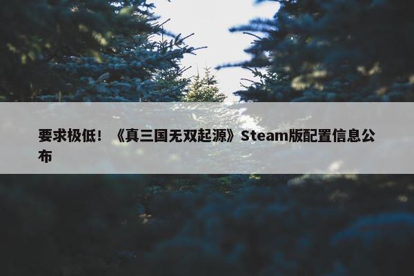 要求极低！《真三国无双起源》Steam版配置信息公布